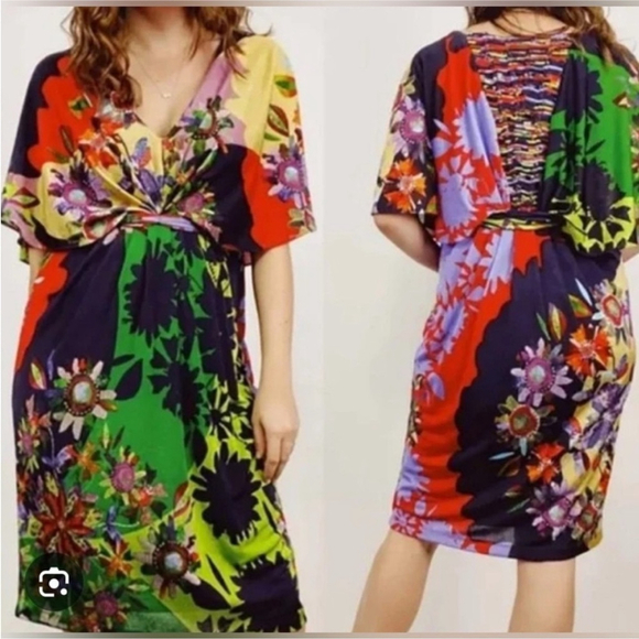 Anthropologie x RANNA GILL dress Sabatina floral Colorful flutter sleeves medium - Picture 4 of 15